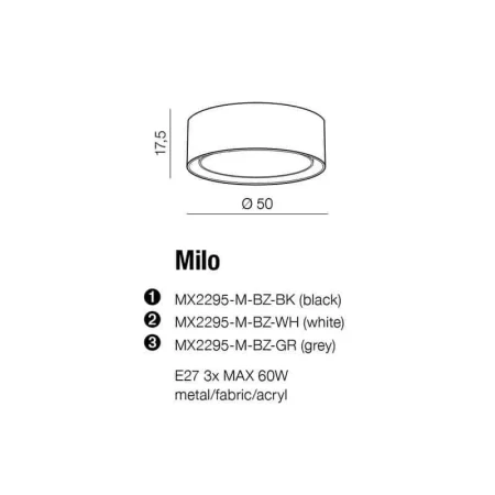 Plafon MILO szary AZ2319 - Azzardo