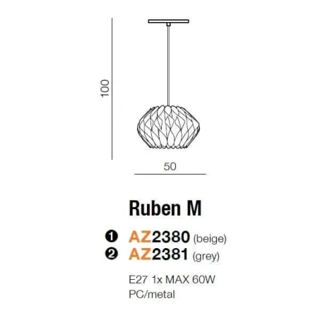 Lampa wisząca nowoczesna RUBEN M beżowa AZ2380 - Azzardo