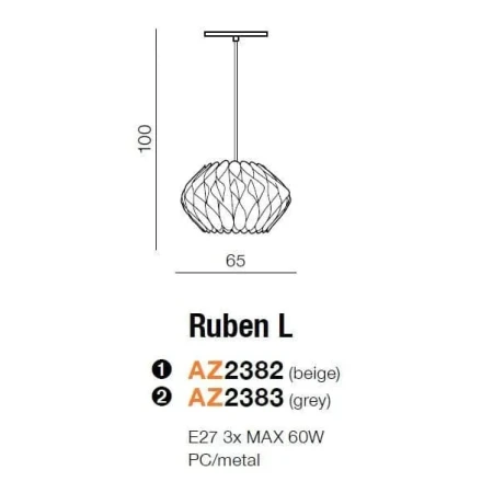 Lampa wisząca nowoczesna RUBEN L beżowa AZ2382 - Azzardo