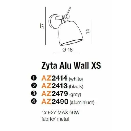 Kinkiet nowoczesny ZYTA XS  biały AZ2414 - Azzardo