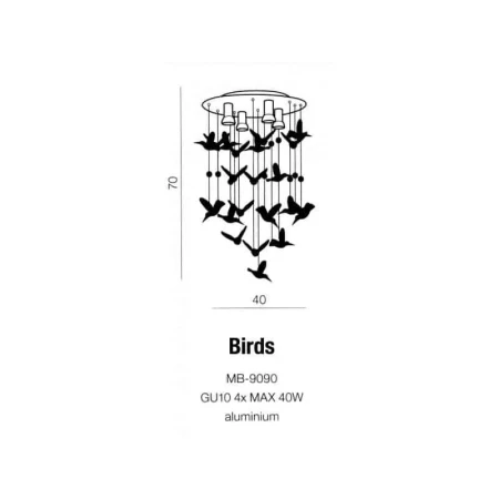 Lampa designerska wisząca BIRDS chrom AZ2449 - Azzardo