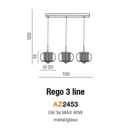 Lampa nad stół designerska wisząca REGO 3 chrom AZ2453 - Azzardo
