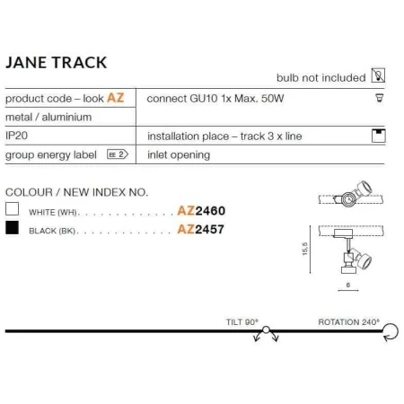 Oprawa szynowa JANE TRACK 3F  biała AZ2460 - Azzardo