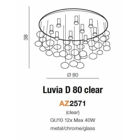 Plafon kryształowy LUVIA chrom AZ2571 - Azzardo