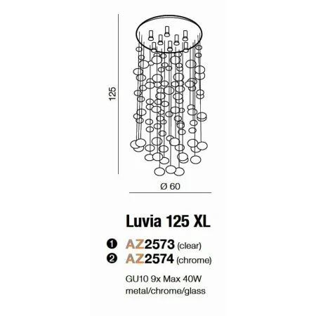 Lampa designerska wisząca LUVIA chrom AZ2573 - Azzardo