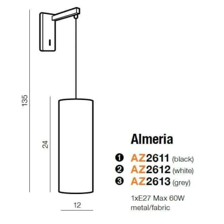 Kinkiet nowoczesny ALMERIA  biały AZ2612 - Azzardo