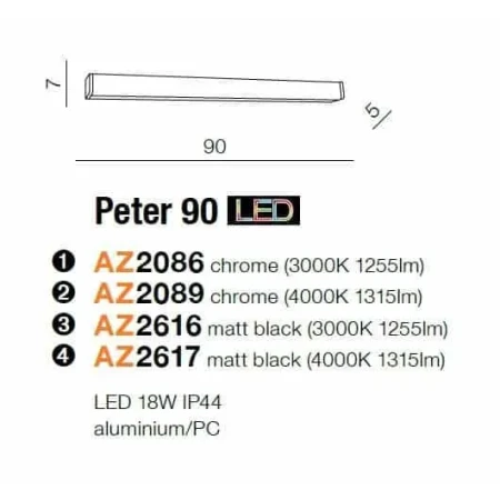 Kinkiet PETER 90 czarny AZ2616 - Azzardo