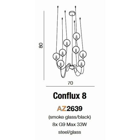 Lampa designerska wisząca CONFLUX 8 chrom AZ2639 - Azzardo