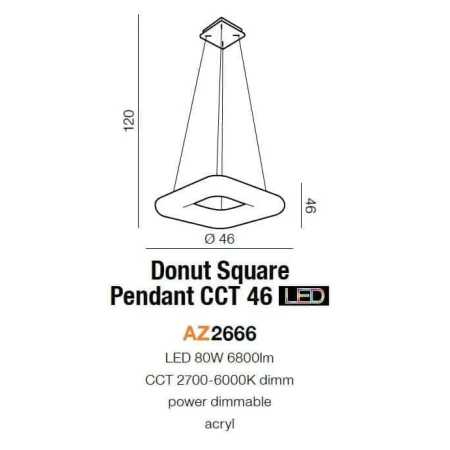 Lampa wisząca nowoczesna DONUT SQ 46 CCT  biała AZ2666 - Azzardo