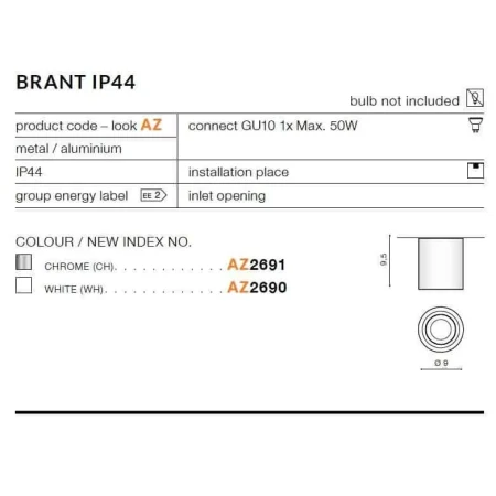 Oprawa sufitowa BRANT chrom AZ2691 - Azzardo