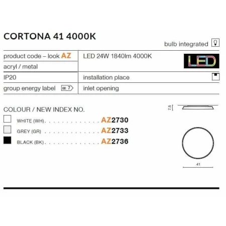 Plafon nowoczesny CORTONA 41  biały AZ2730 - Azzardo