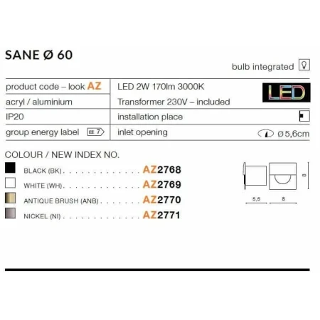 Oprawa schodowa  SANE 60 AZ2771 - Azzardo