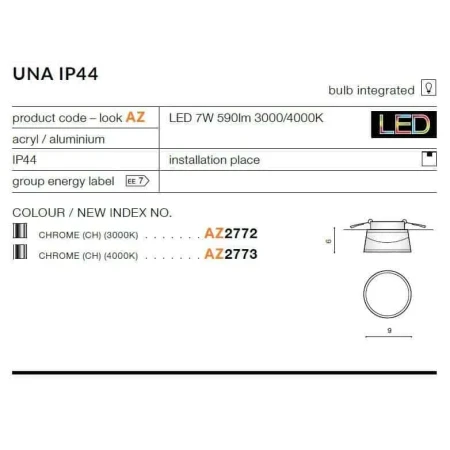 Oprawa do wbudowania UNA chrom AZ2772 - Azzardo