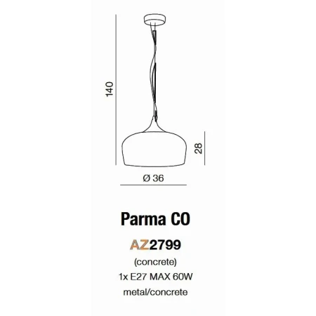 Lampa wisząca gipsowa PARMA szara AZ2799 - Azzardo