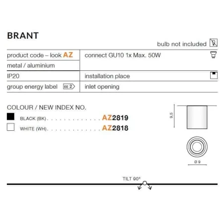 Oprawa sufitowa BRANT  biała AZ2818 - Azzardo