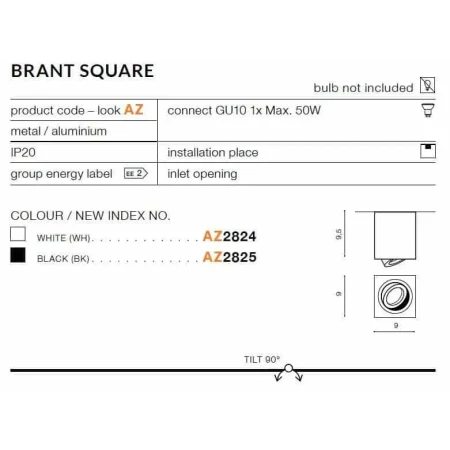 Oprawa sufitowa BRANT SQ  biała AZ2824 - Azzardo