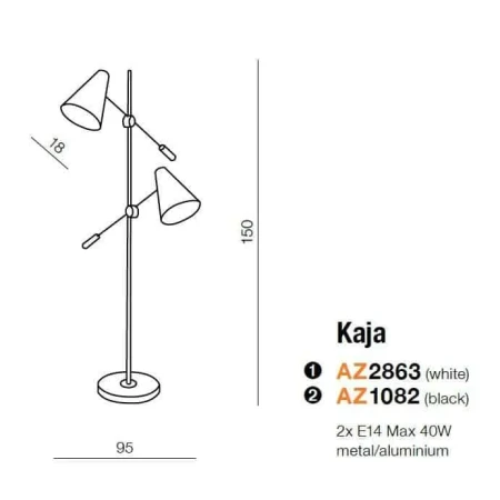 Lampa podłogowa KAJA  biała AZ2863 - Azzardo