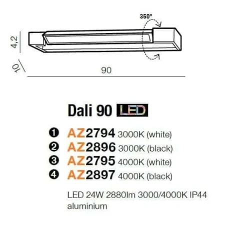 Kinkiet DALI 90 czarny AZ2897 - Azzardo