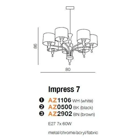 Lampa wisząca abażur IMPRESS 7 brązowa AZ2902 - Azzardo