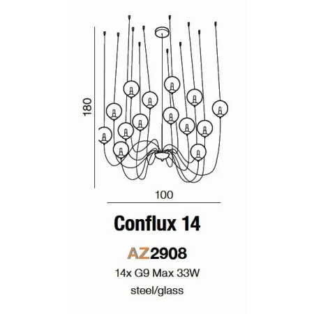 Lampa designerska wisząca CONFLUX 14 chrom AZ2908 - Azzardo