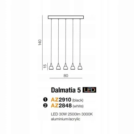 Lampa wisząca nowoczesna DALAMTIA 5 czarna AZ2910 - Azzardo