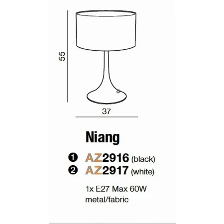 Lampa stołowa NIANG  biała AZ2917 - Azzardo
