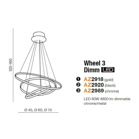 Lampa wisząca RING WHEEL 3 czarna AZ2920 - Azzardo
