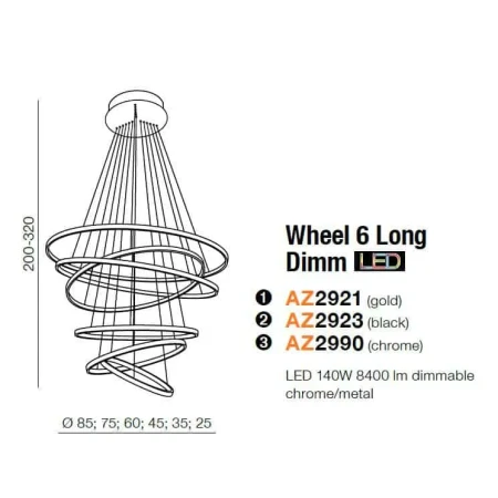 Lampa wisząca RING WHEEL 6 złota AZ2921 - Azzardo