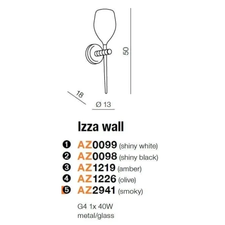 Kinkiet nowoczesny IZZA czarny AZ2941 - Azzardo