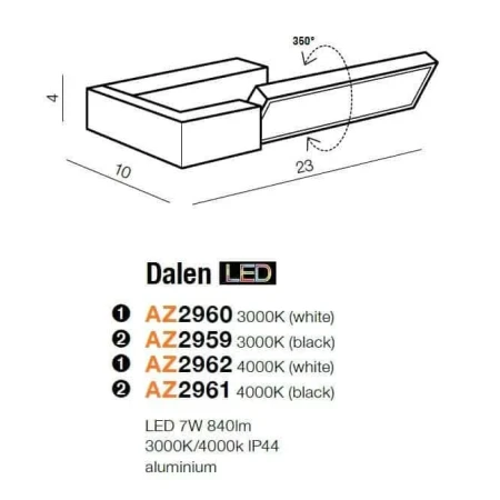 Kinkiet nowoczesny DALEN czarny AZ2959 - Azzardo