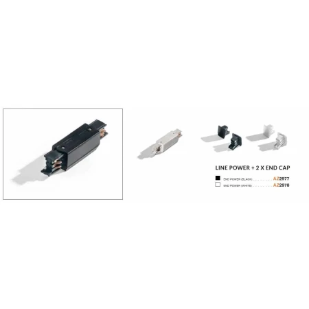 Zasilanie środkowe LINE POWER  3F+ 2 zaślepki END CAP czarna AZ2977 - Azzardo