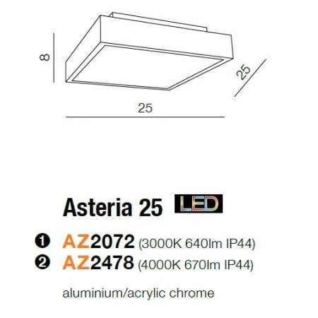 Plafon nowoczesny ASTERIA 25 chrom AZ2072 - Azzardo