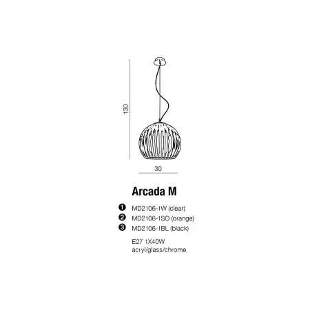 Azzardo Lampa sufitowa wisząca ARCADA M AZ0481