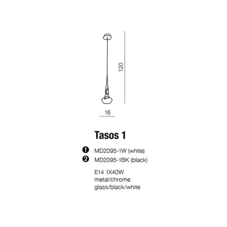 Azzardo Lampa sufitowa wisząca TASOS 1 AZ0260