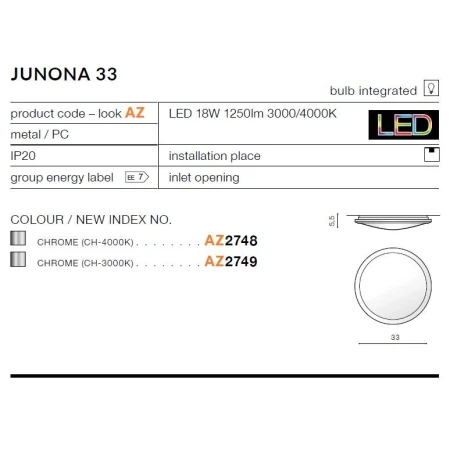 Plafon nowoczesny JUNONA 33 chrom AZ2748 - Azzardo
