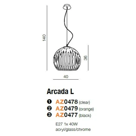 Azzardo Lampa sufitowa wisząca ARCADA L AZ0479