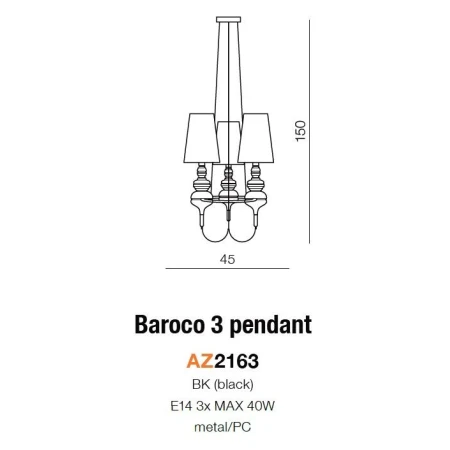 Azzardo Lampa sufitowa wisząca BAROCO 3 AZ2163