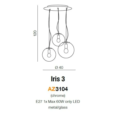 Azzardo Lampa sufitowa wisząca Iris 3 AZ3104