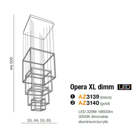 Azzardo Lampa sufitowa wisząca Opera XL DIMM AZ3140