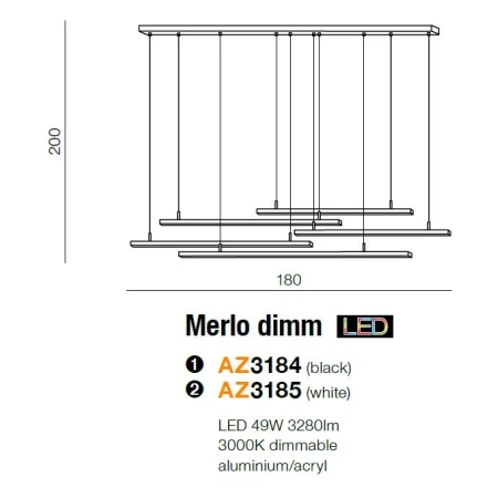 Azzardo Lampa sufitowa wisząca Merlo DIMM AZ3184