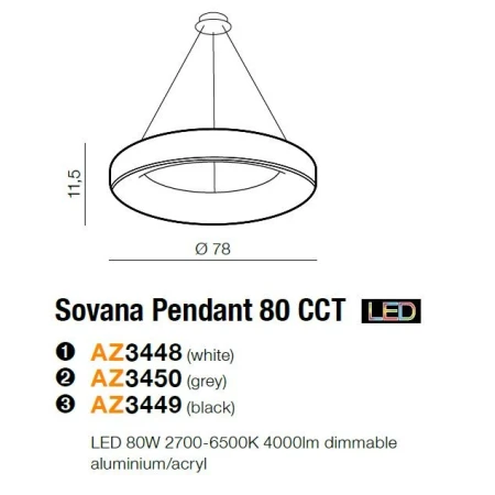 Azzardo Lampa sufitowa wisząca Sovana 80 CCT AZ3449