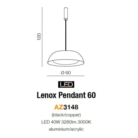 Azzardo Lampa sufitowa wisząca Lenox Pendant 60 DIMM AZ3148