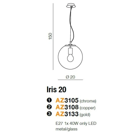 Azzardo Lampa sufitowa wisząca Iris 20 AZ3105