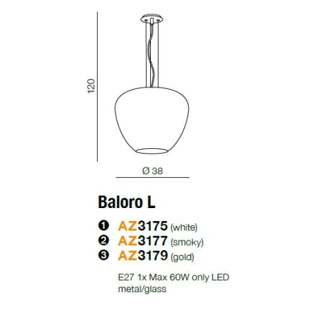Azzardo Lampa sufitowa wisząca Baloro L AZ3179