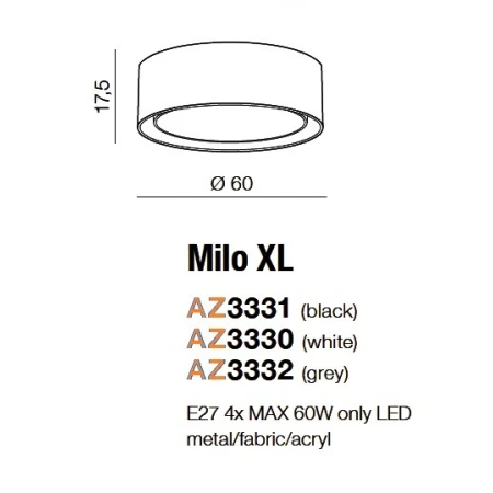 Azzardo Lampa sufitowa plafon Milo XL AZ3332