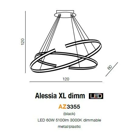Azzardo Lampa sufitowa wisząca Alessia XL DIMM AZ3356