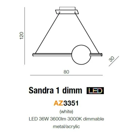 Azzardo Lampa sufitowa wisząca Sandra 1 DIMM AZ3351