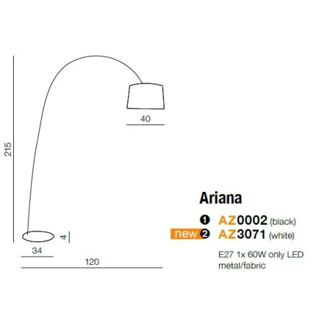 Azzardo Lampa stojąca podłogowa Ariana AZ3071