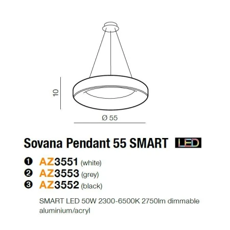 Azzardo Lampa wisząca Sovana 55 SMART AZ3552