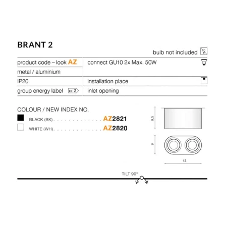 Lampa sufitowa Brant 2 AZ2930 - Azzardo